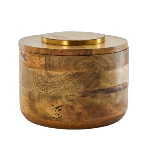 Mango Box mit Deckel und goldenem Ring, groß