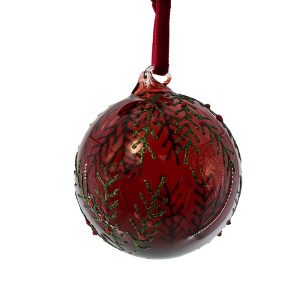 Glaskugel mit Perlenzweig-Deko